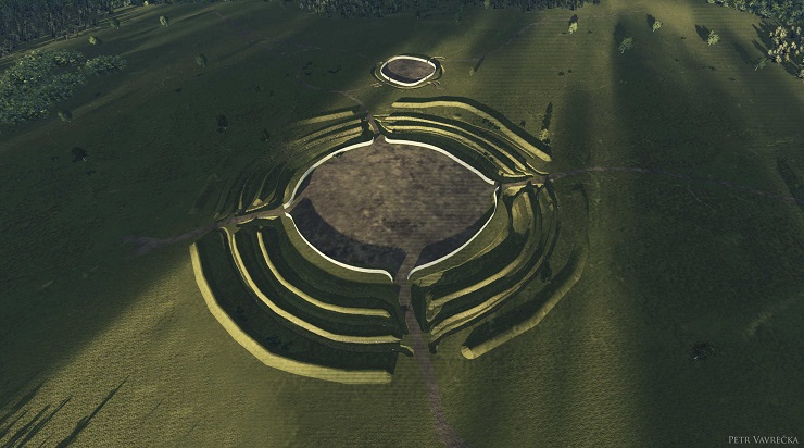 Multiple roundels with mounds located along the outer edges of the trenches constituted unmistakably dominant features of the landscape. 