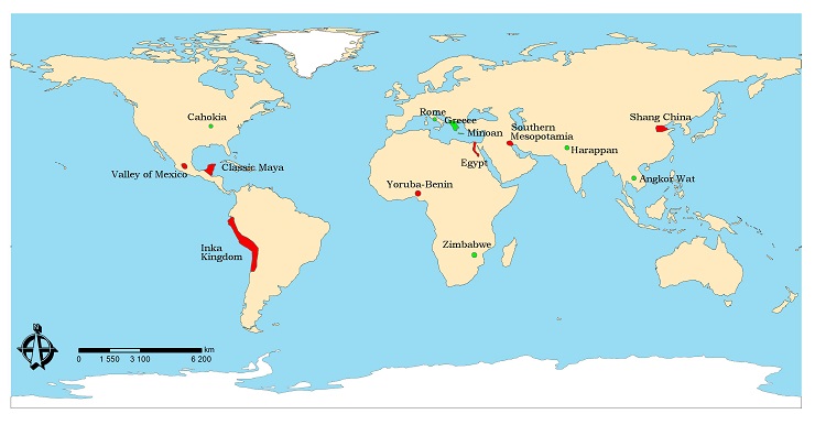 Map of some archaic states in human history. 